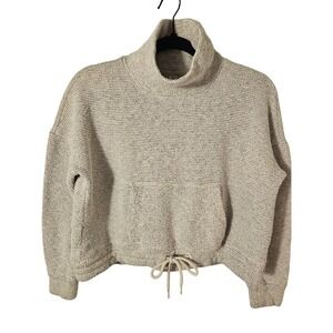 90 Degree Women's Mock Neck Chunky Knit Cropped Pullover Sweater Oatmeal M